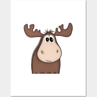 Cute Moose Drawing Posters and Art